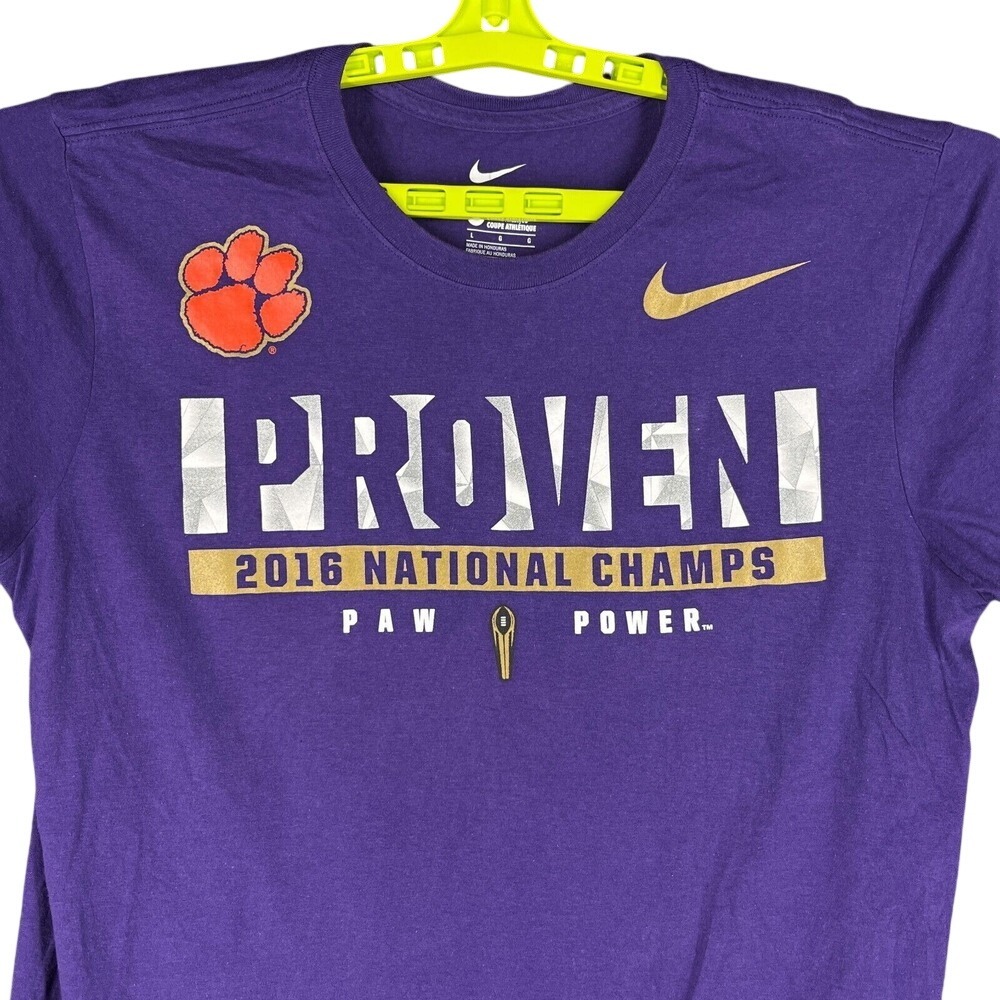 Clemson University Football 2016 Proven National Champs Shirt Mens L Nike